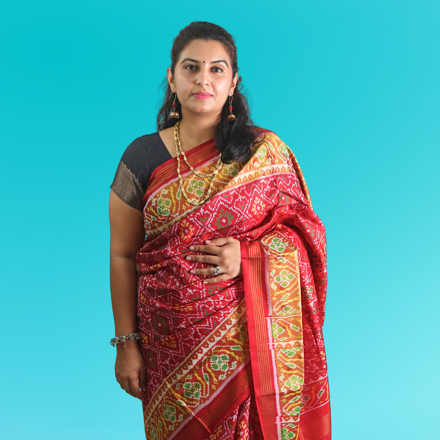 Silk Single Ikat Patola Red Saree with Blouse