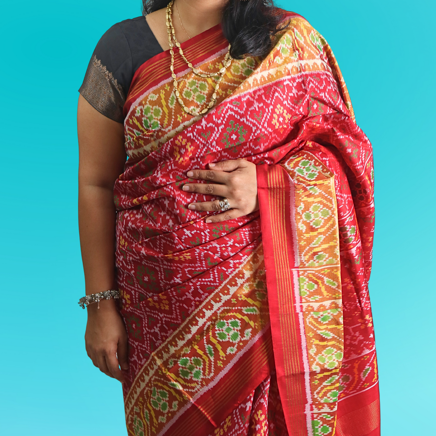Silk Single Ikat Patola Red Saree with Blouse