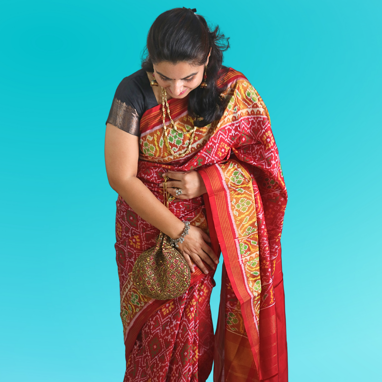 Silk Single Ikat Patola Red Saree with Blouse
