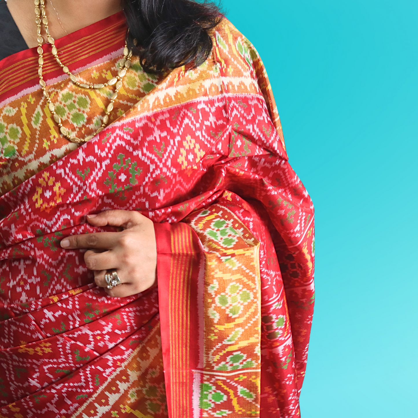 Silk Single Ikat Patola Red Saree with Blouse