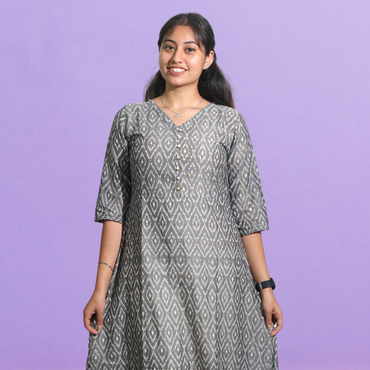 Long Kurta Marcerised Cotton Grey