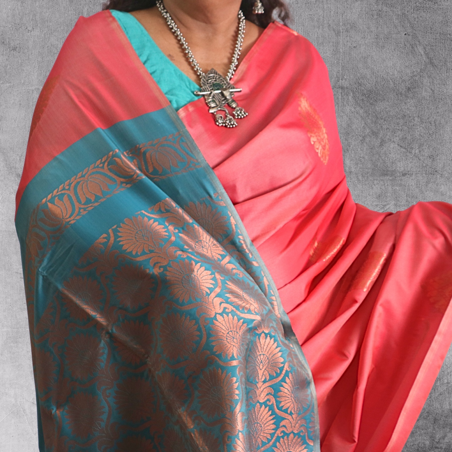 Silk Fancy Saree with blouse Red Color with Golden Buti