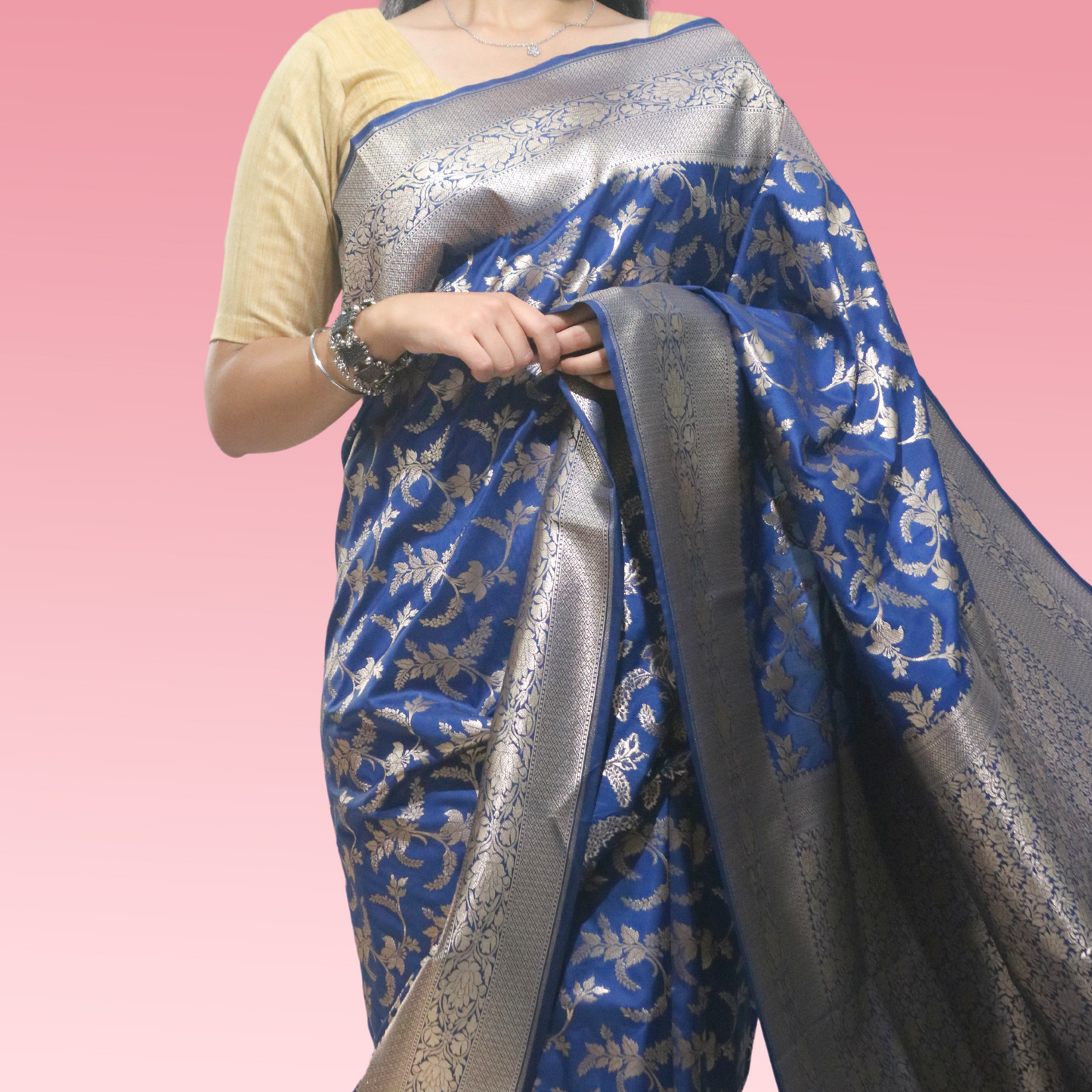 Saree Upada Blue Jaal (incl. blouse Piece)