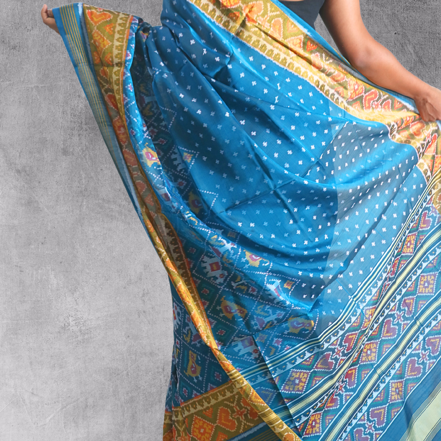 Silk Patola Buti Saree  Turqoise (incl. blouse Piece)