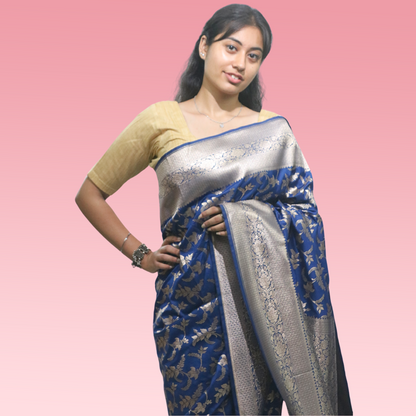 Saree Upada Blue Jaal (incl. blouse Piece)