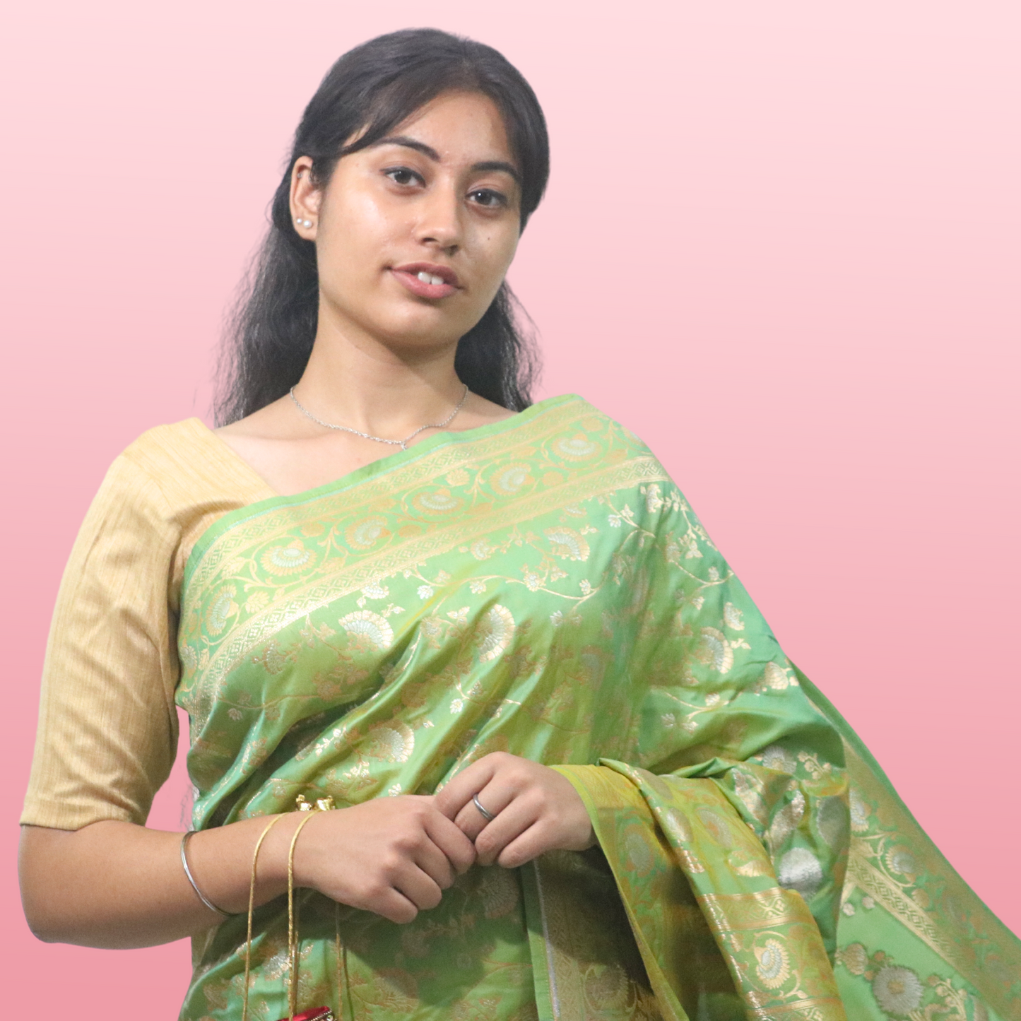 Saree Upada Alphi Dungla with blouse light Green