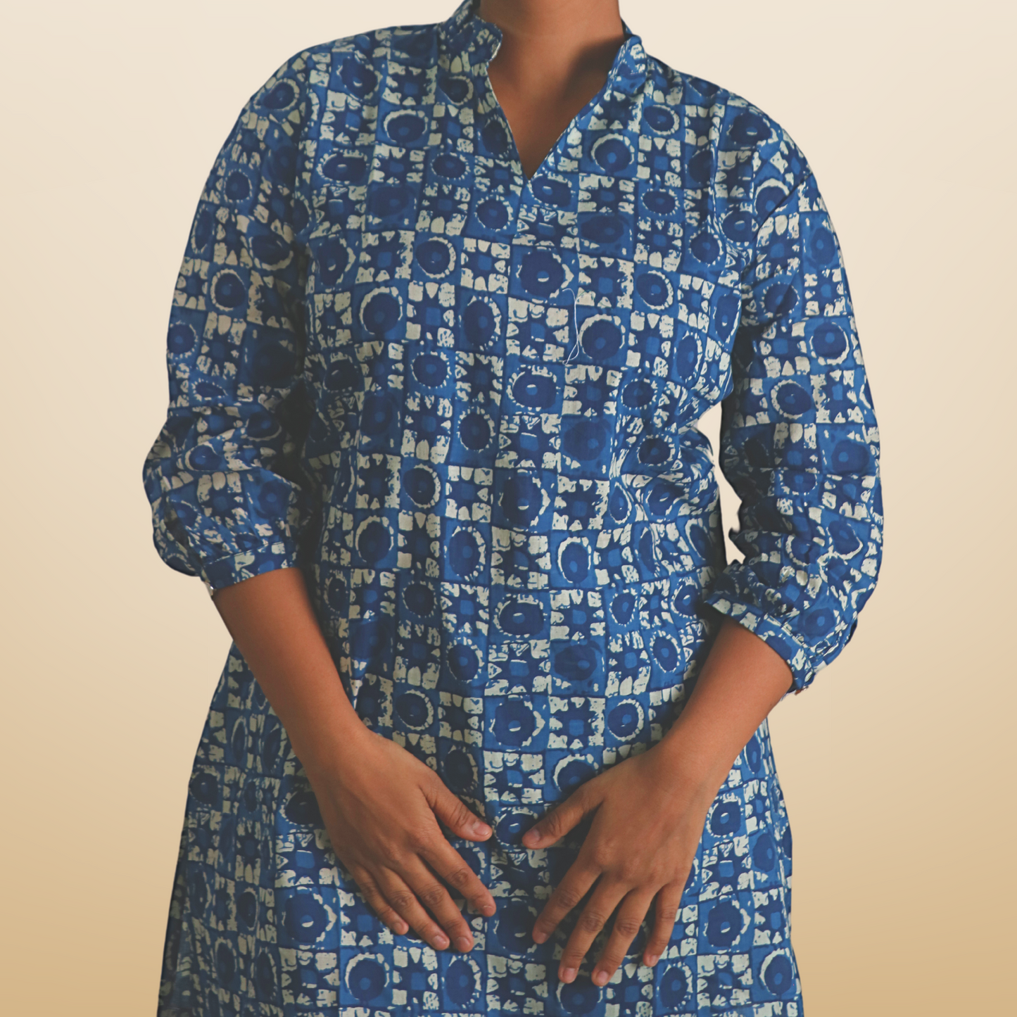 Short Kurta Printed Cotton Indigo