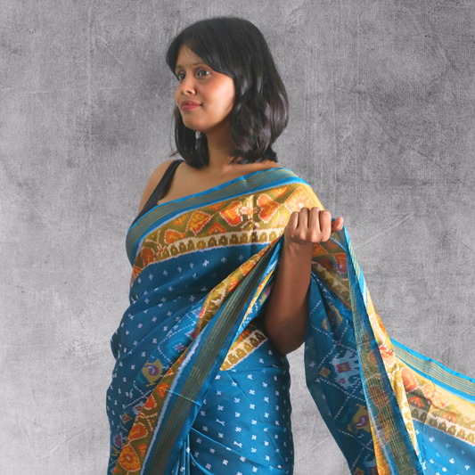 Silk Patola Buti Saree  Turqoise (incl. blouse Piece)