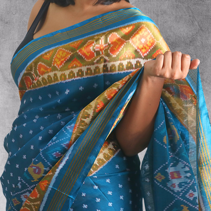 Silk Patola Buti Saree  Turqoise (incl. blouse Piece)