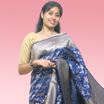 Saree Upada Blue Jaal (incl. blouse Piece)