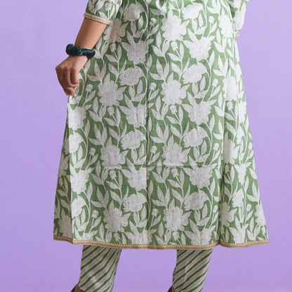 Suit set Printed Cotton Green