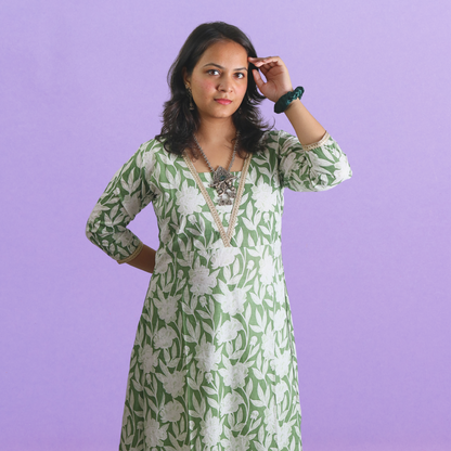 Suit set Printed Cotton Green